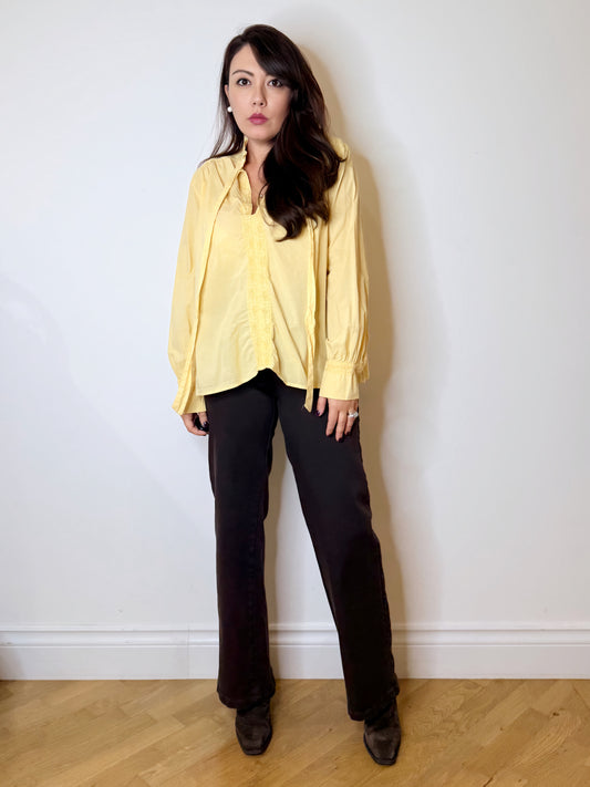 Camicia puro cotone giallo burro