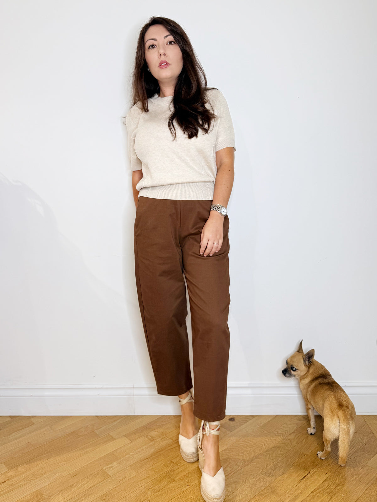Pantalone barrel cioccolato