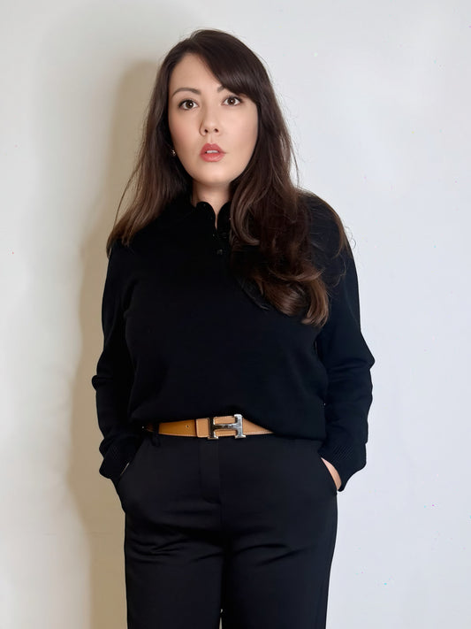 Polo nera in maglia