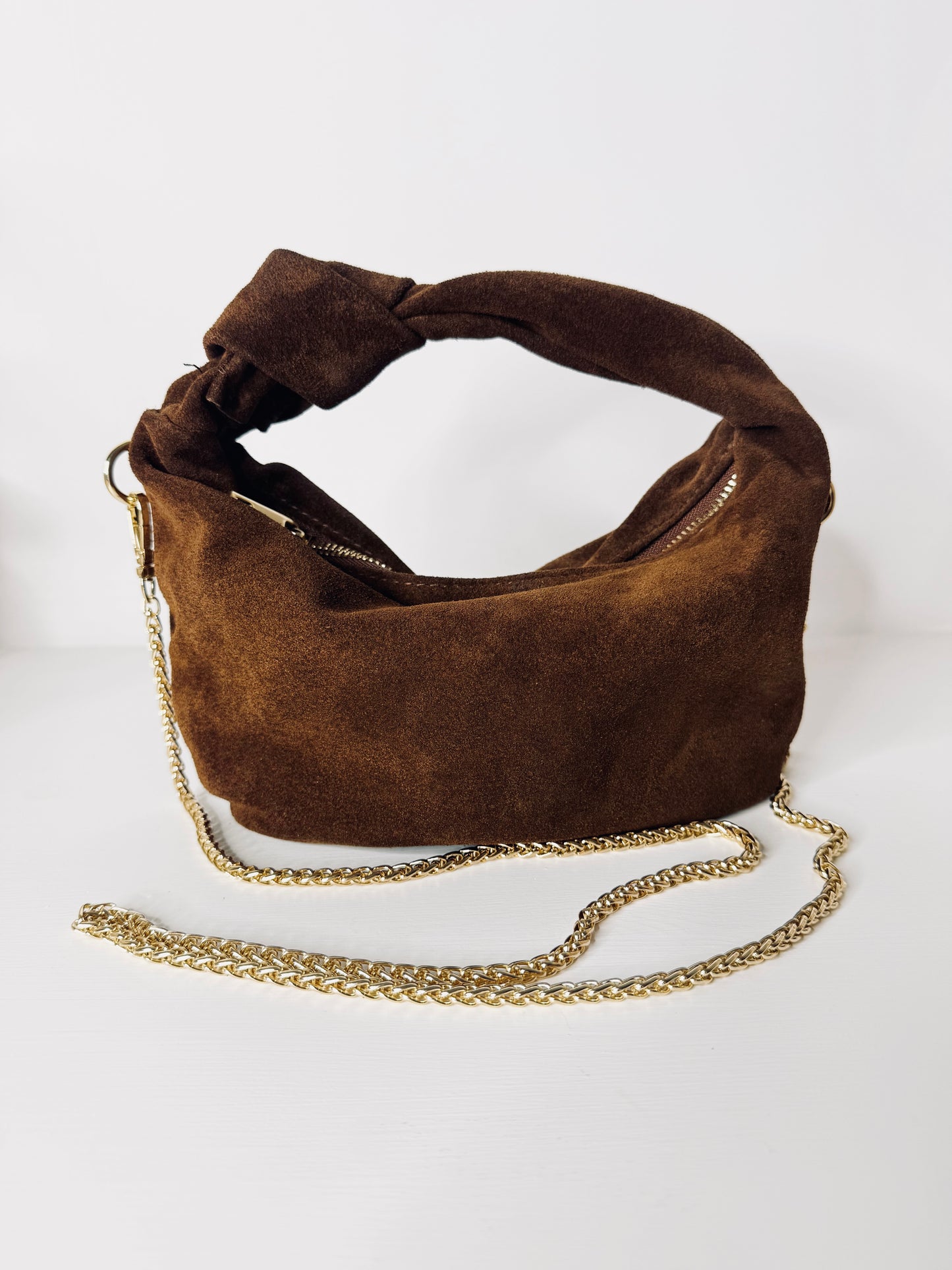 Borsa NODO in suede marrone