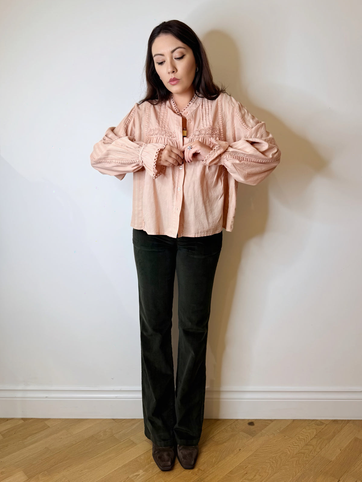 Camicia bohemien rosa tenue