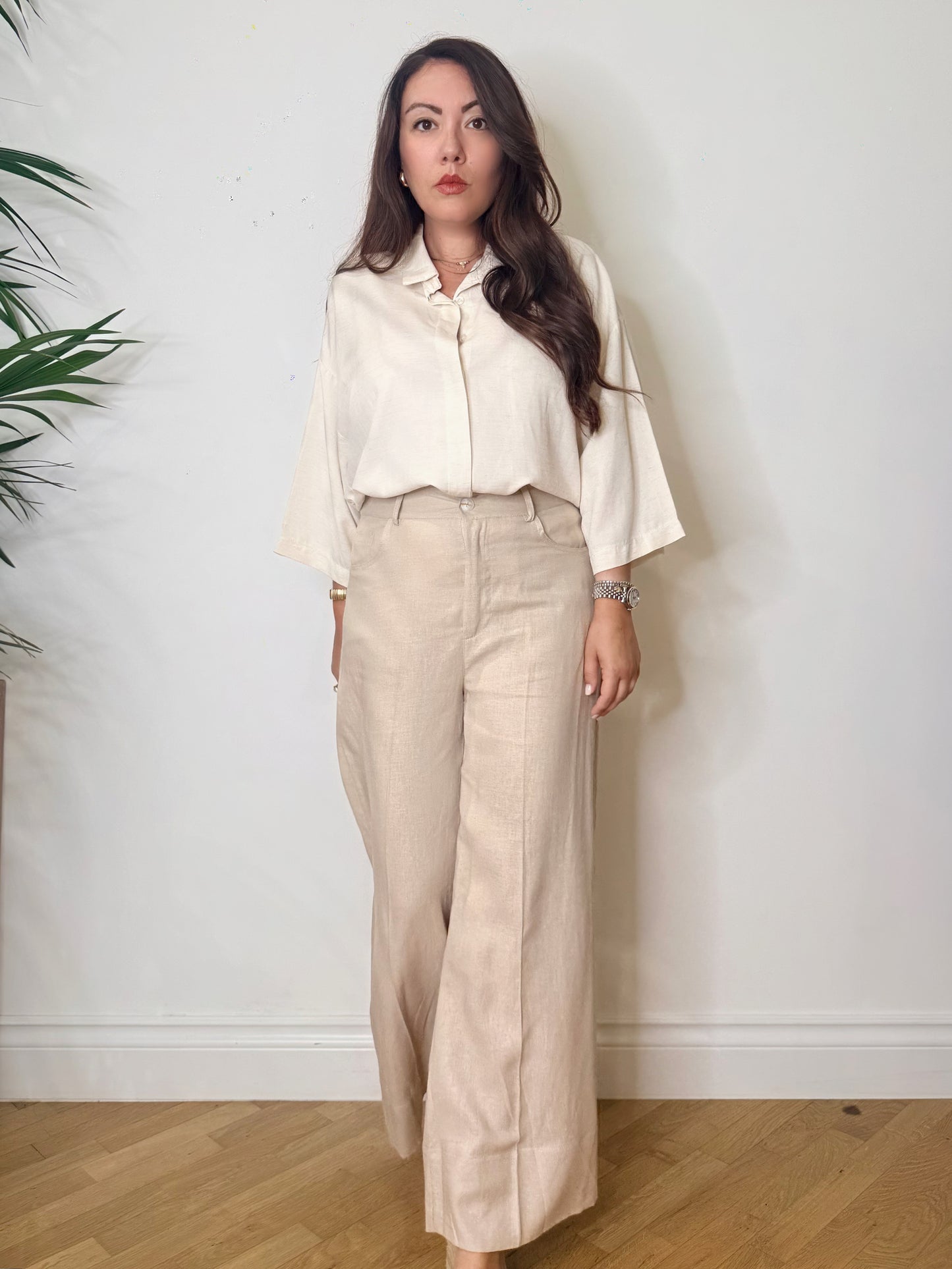 Pantalone palazzo misto lino