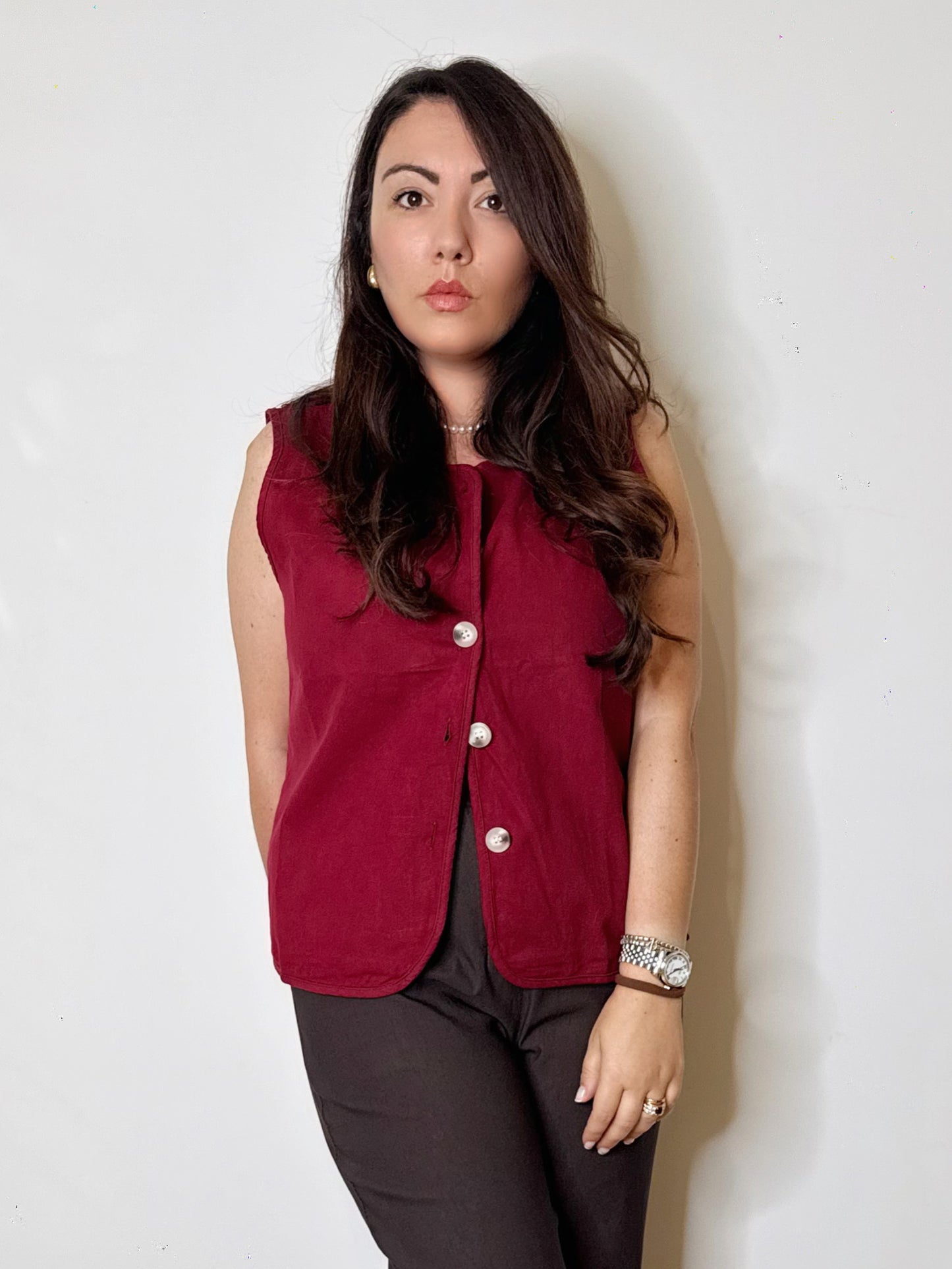 Gilet in cotone bordeaux