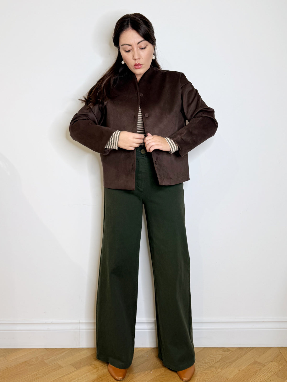 Giacca corta in suede sintetico