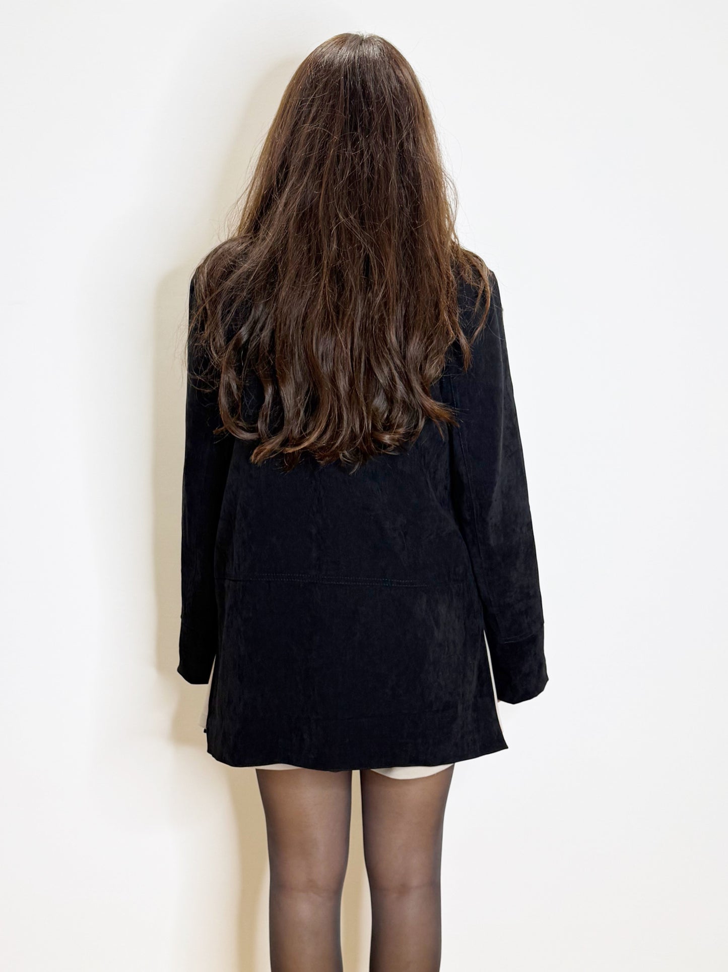 Giacca nera in simil suede