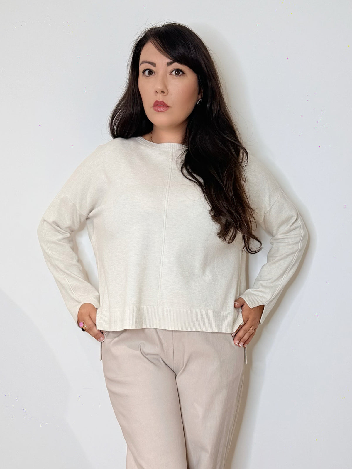 Maglia svasata panna