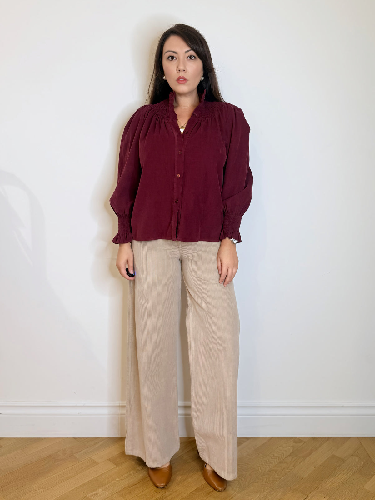 Pantalone in velluto beige