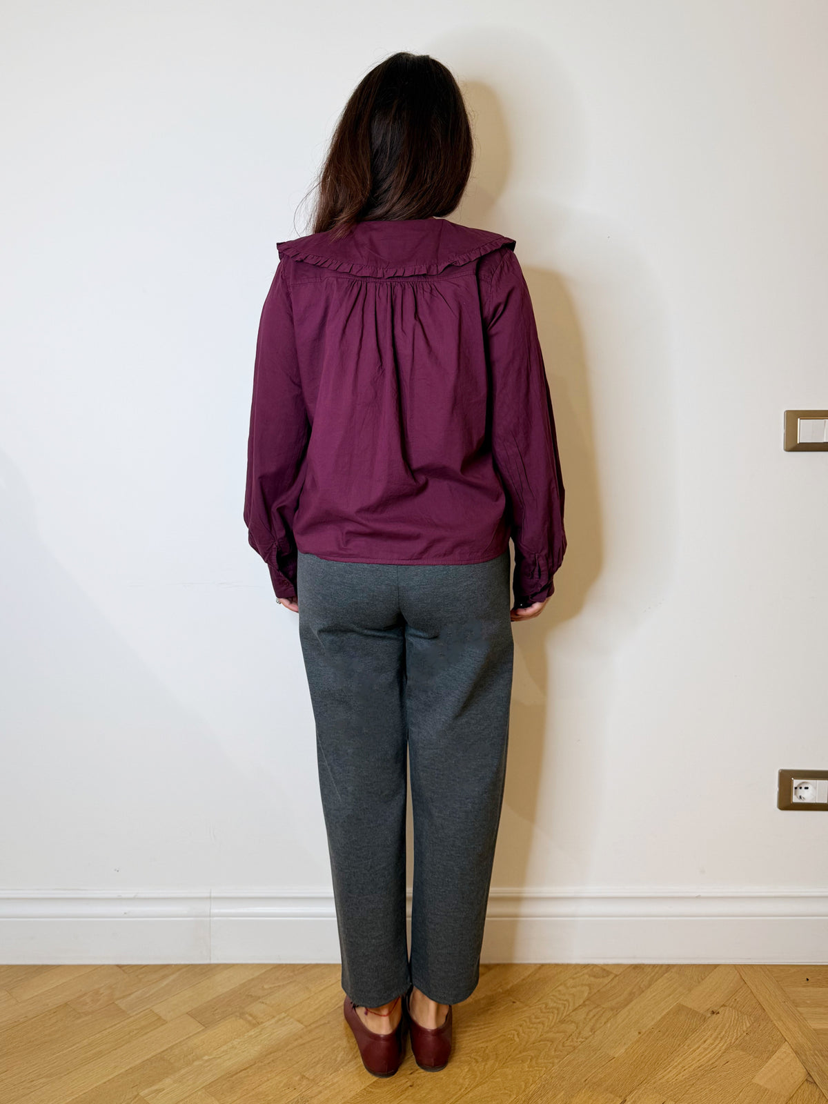 Camicia burgundy collo bon ton