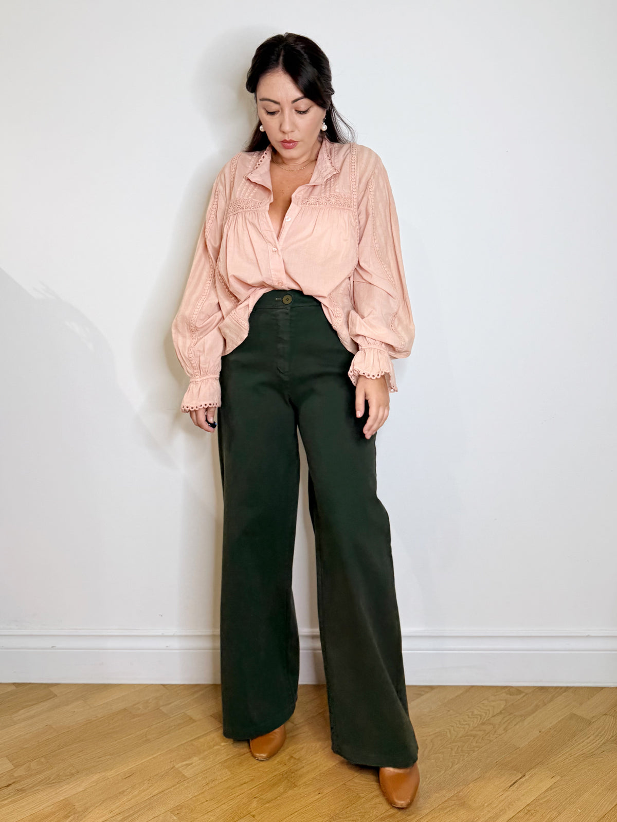Pantalone in cotone jeans verde