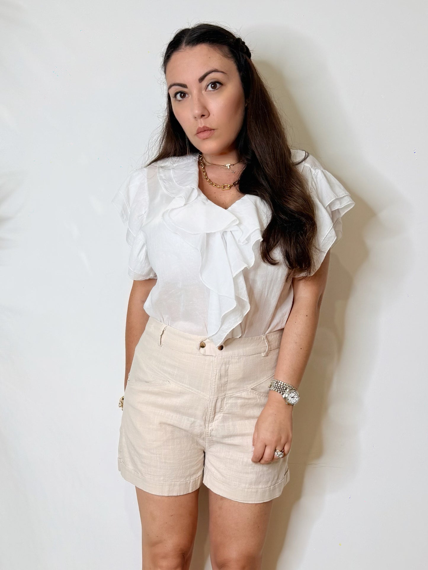 Blusa in mussola con volant