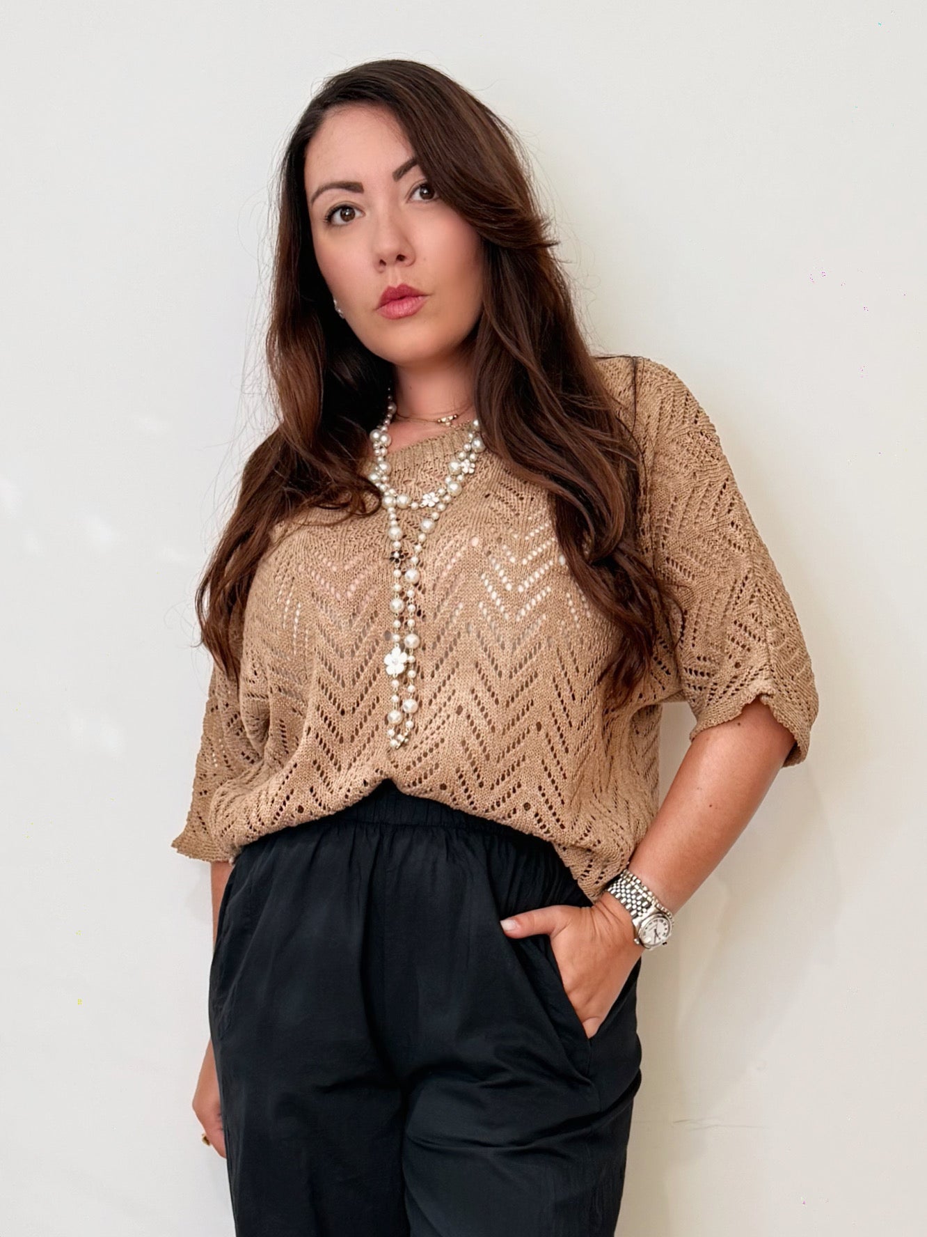 Maglia traforata 100% cotone