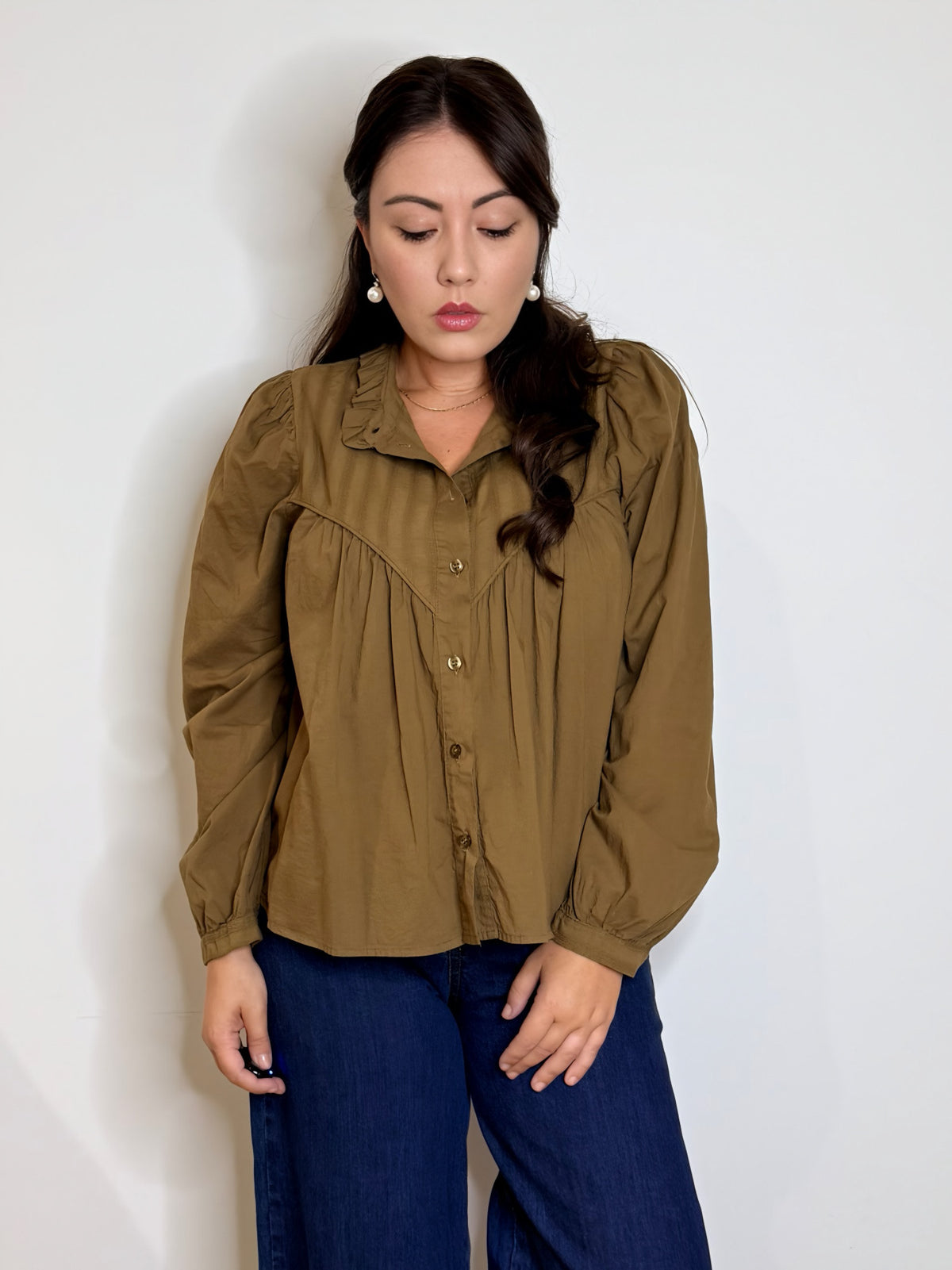 Camicia 100% cotone kaki