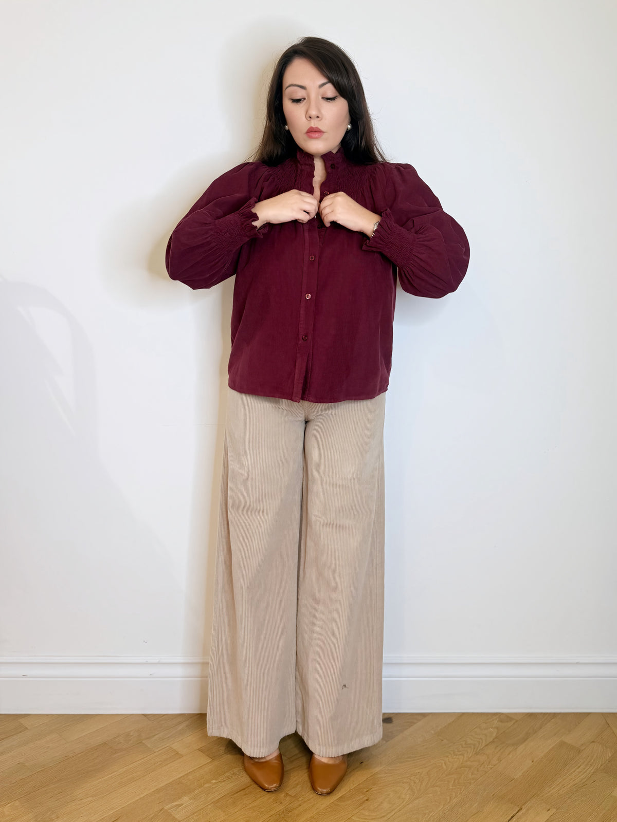 Pantalone in velluto beige