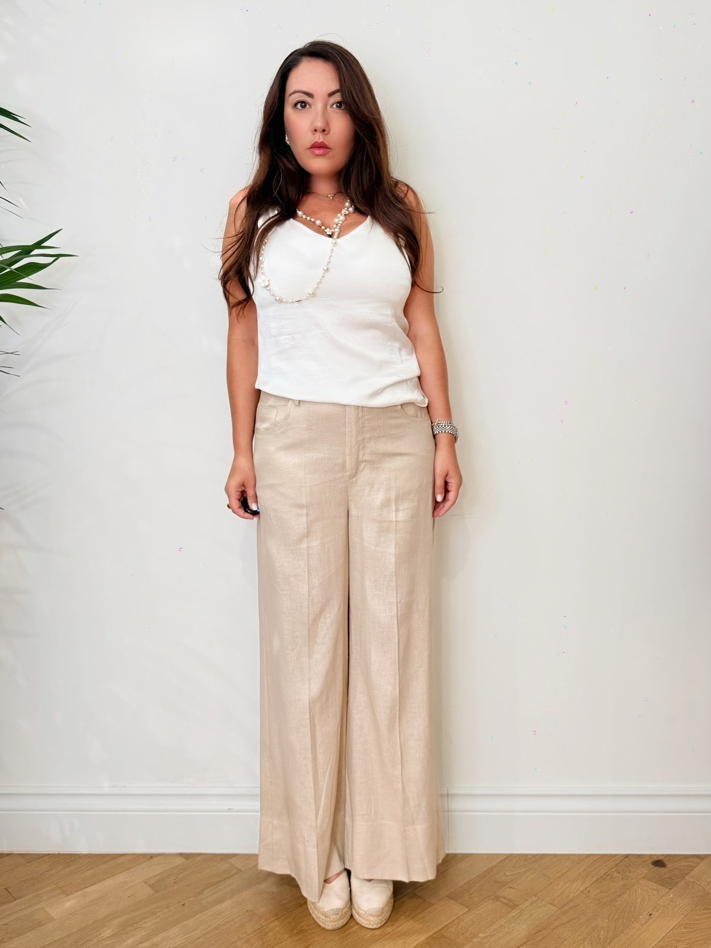 Pantalone palazzo misto lino
