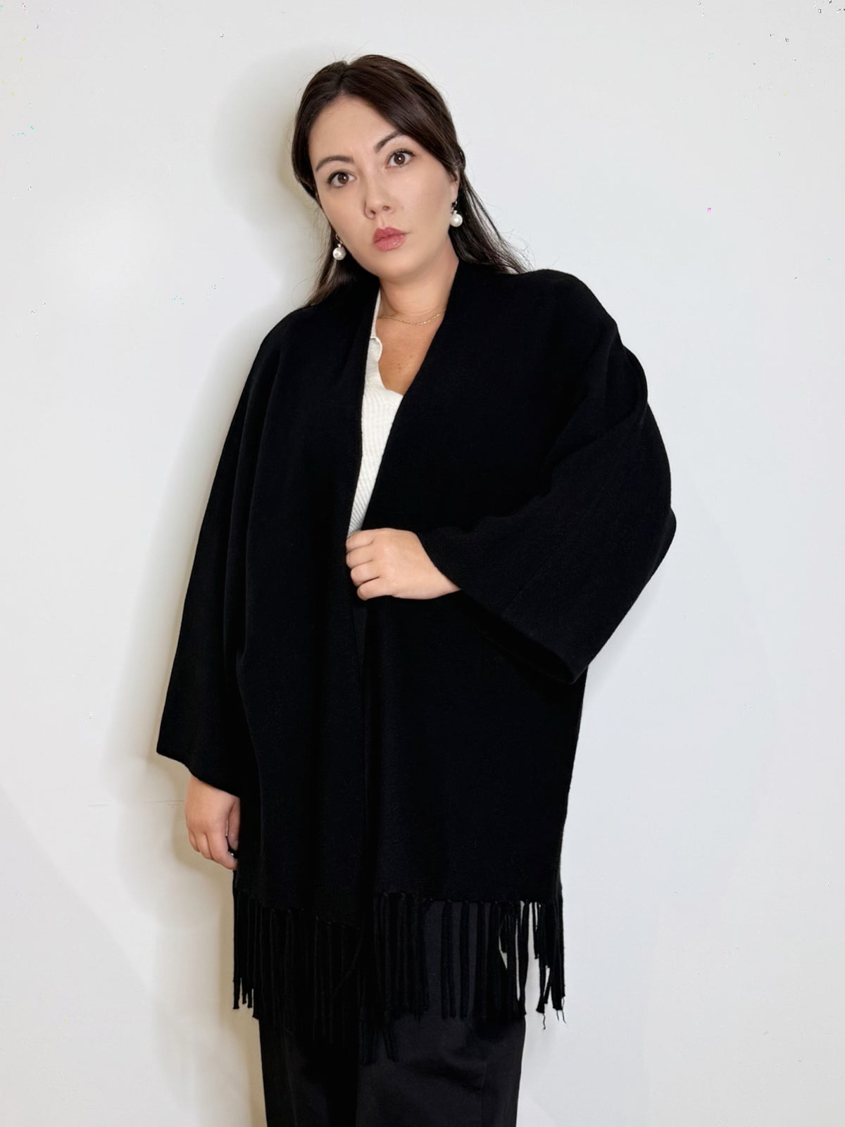Cardigan con frange nero