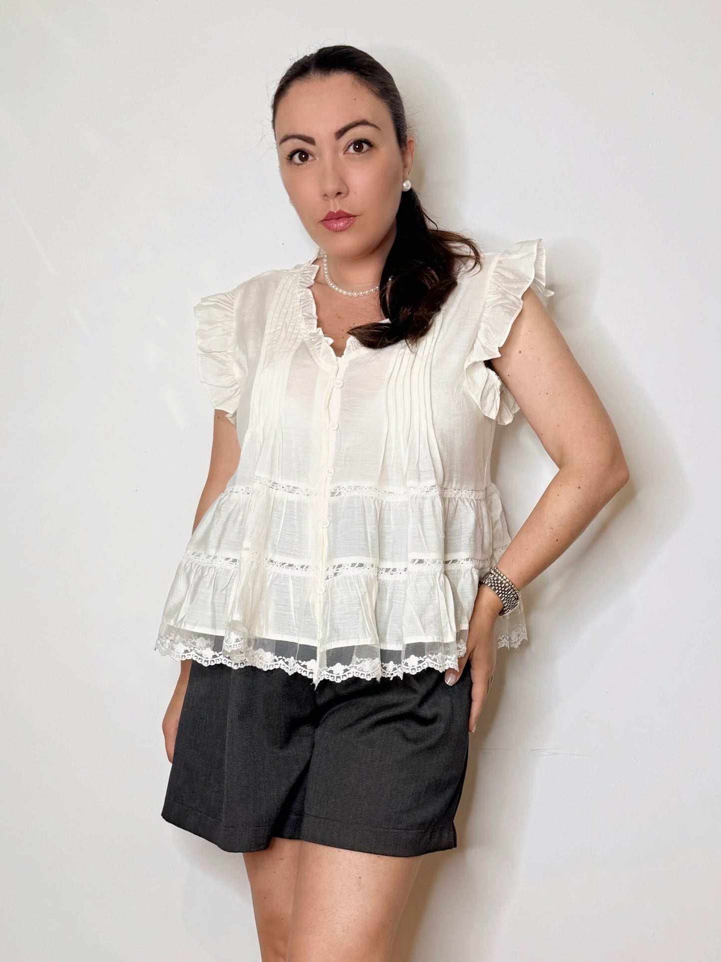 Blusa bohémien bianca