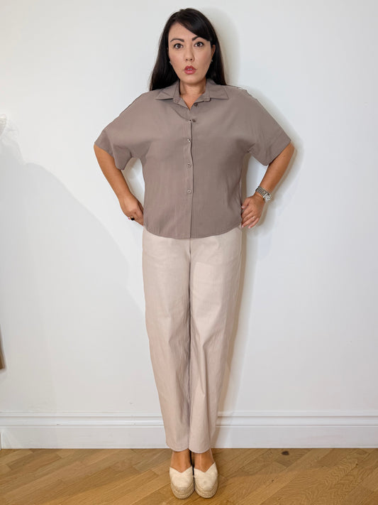 Camicia mezze maniche tortora