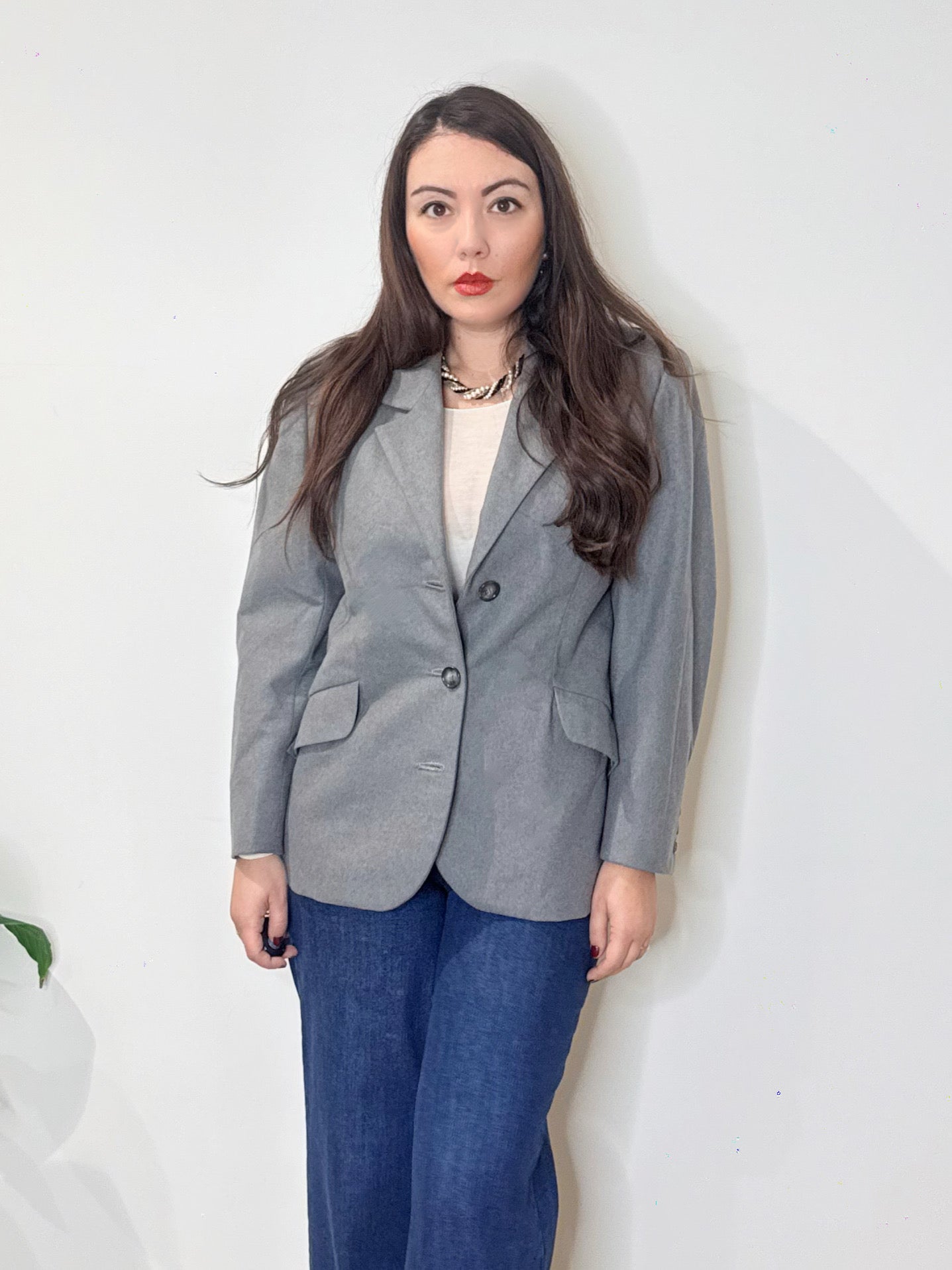 Giacca grigia dritta