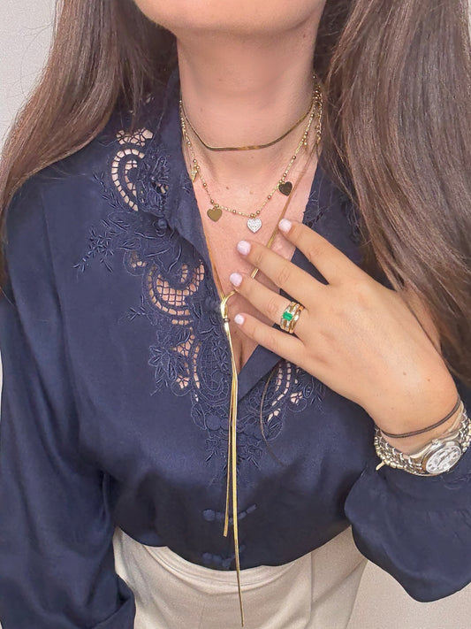 Camicia in pura seta blu