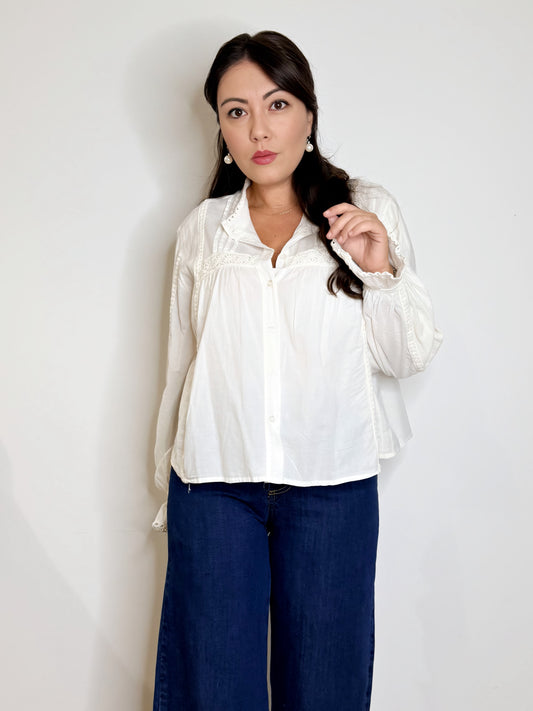 Camicia bianca bohemien 100% cotone