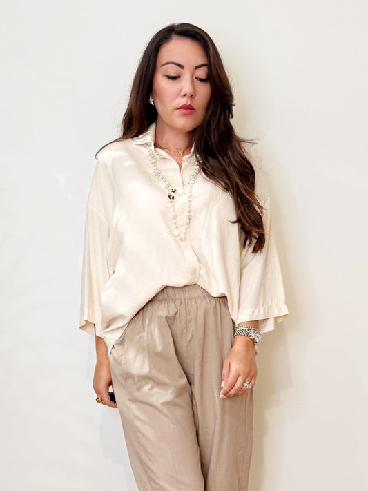 Camicia svasata misto lino