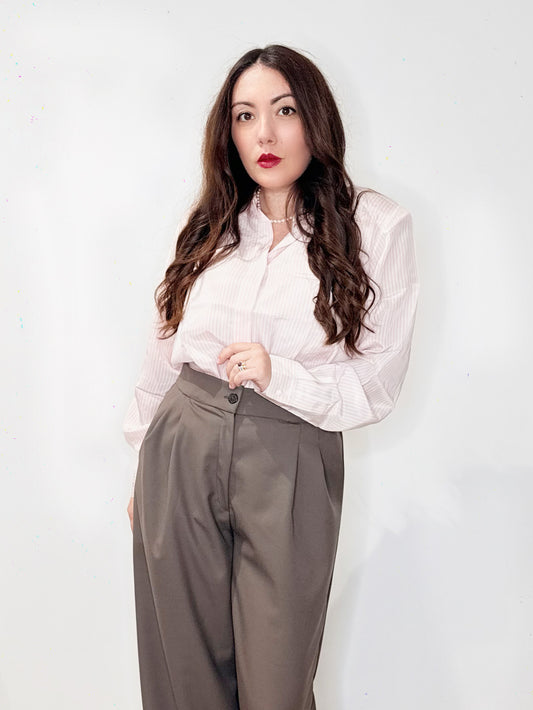 Camicia in seta a righe rosa