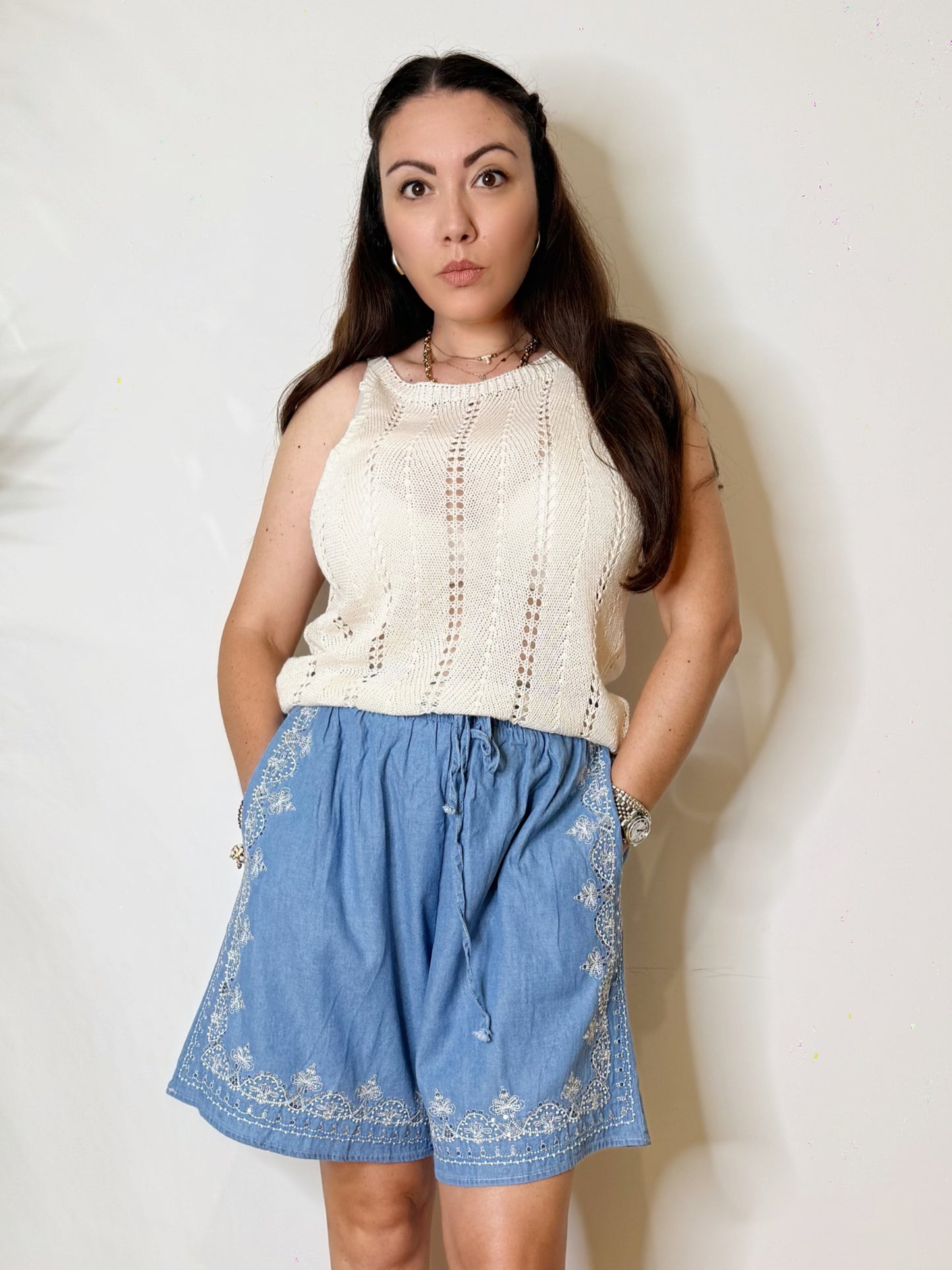 Top in maglia traforata