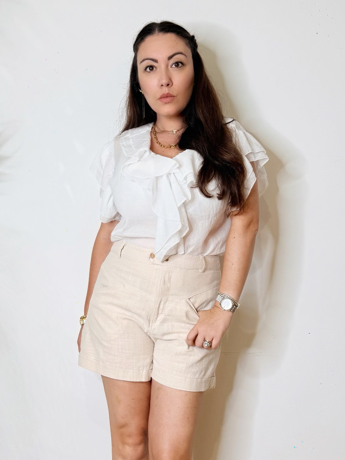 Blusa in mussola con volant