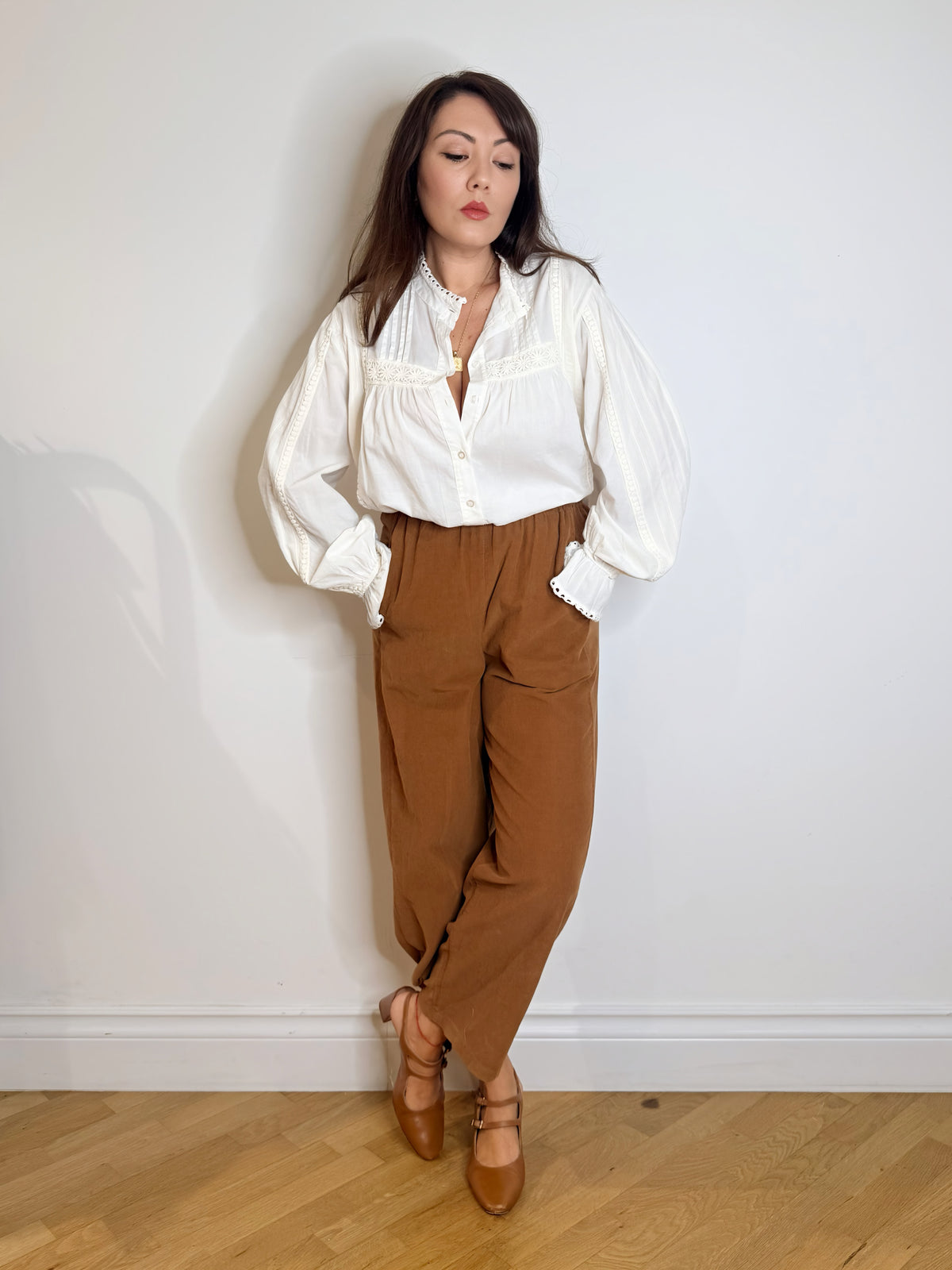 Camicia bohemien bianca 100% cotone