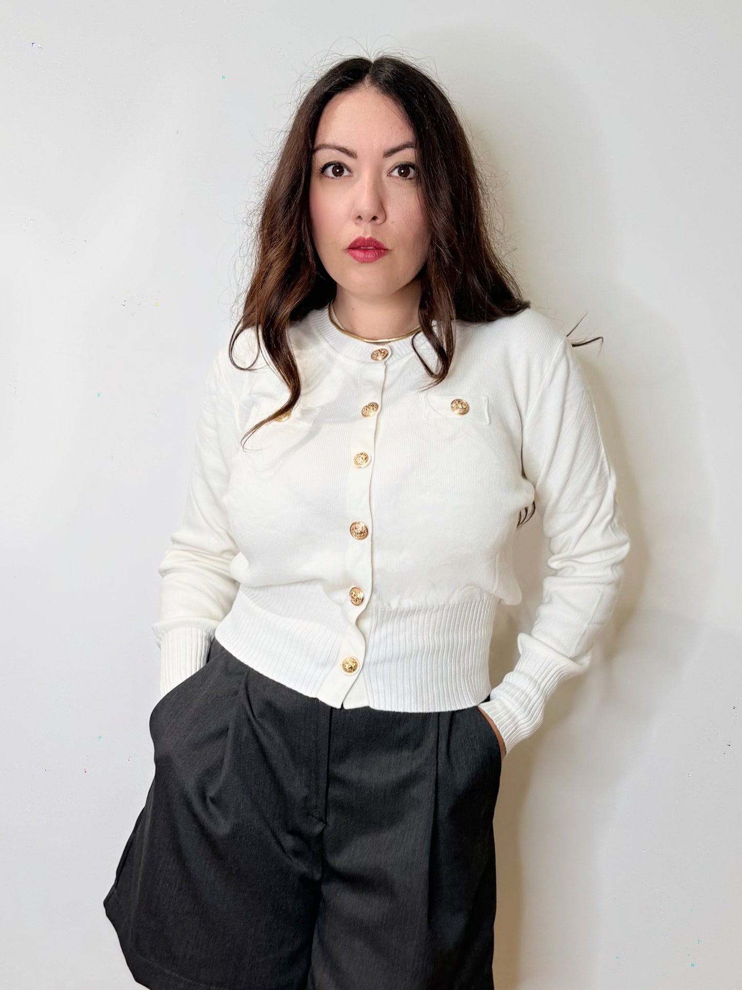 Cardigan bon ton panna