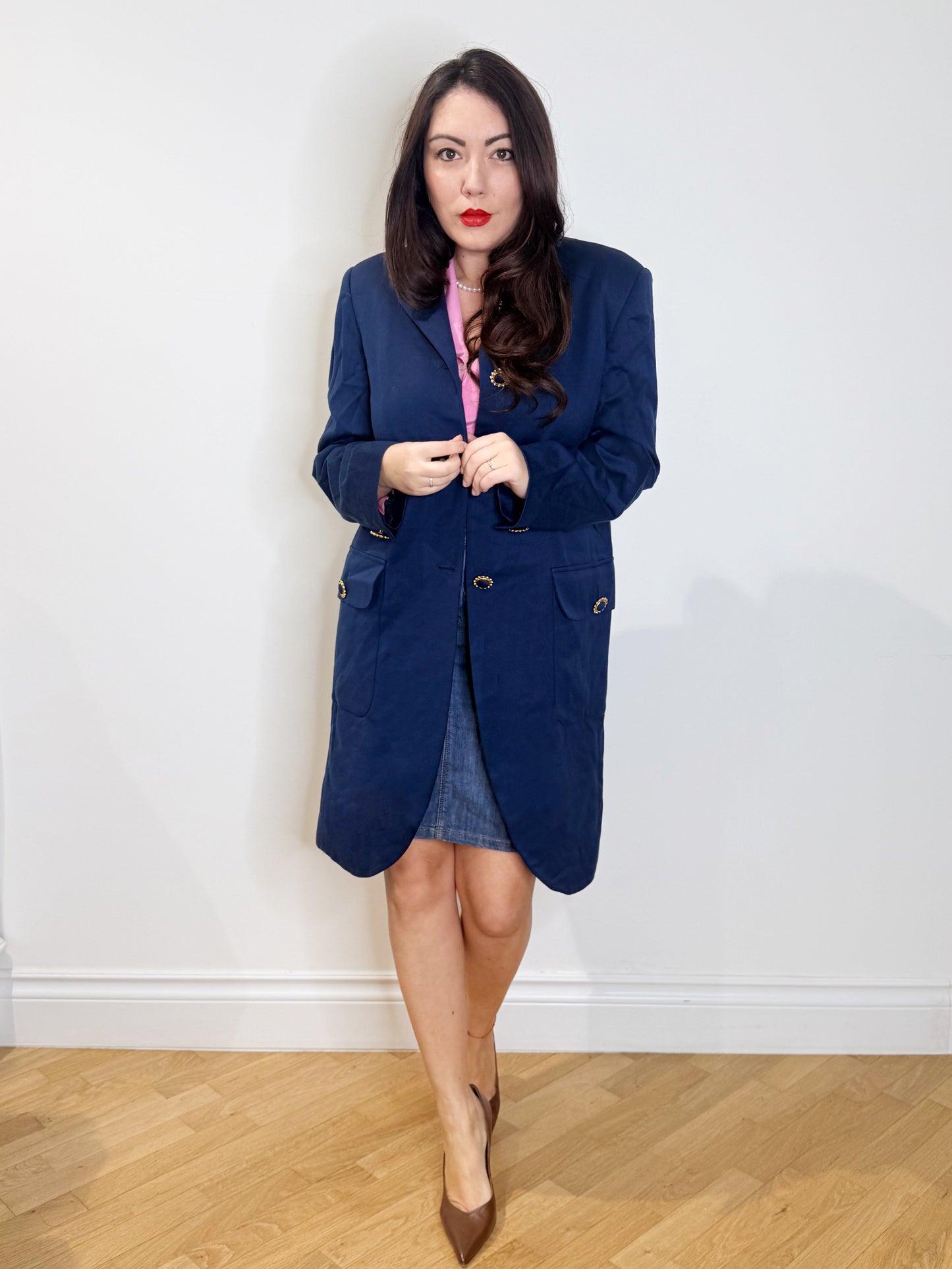 Spolverino in fresco lana blu