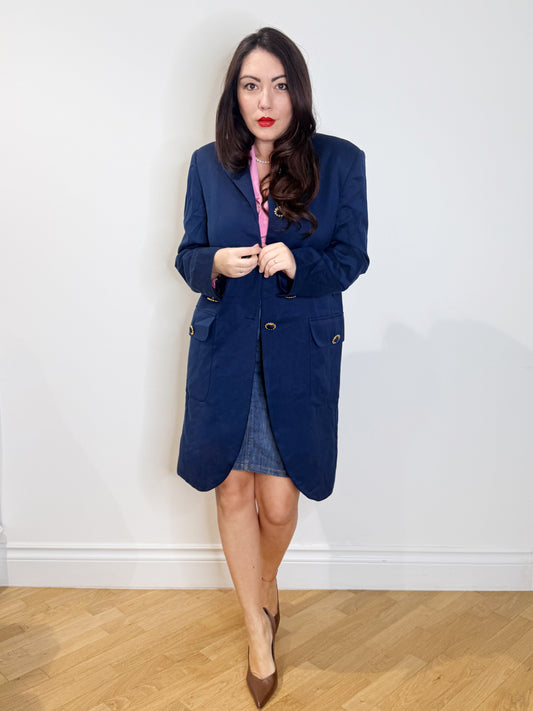 Spolverino in fresco lana blu