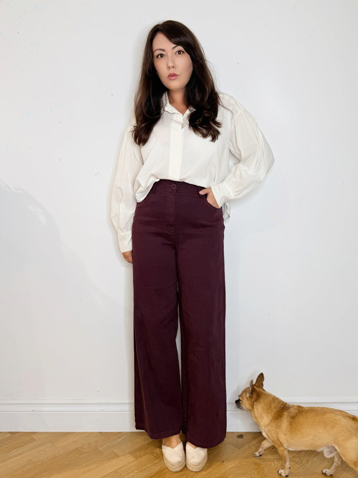 Pantalone in cotone jeans burgundy