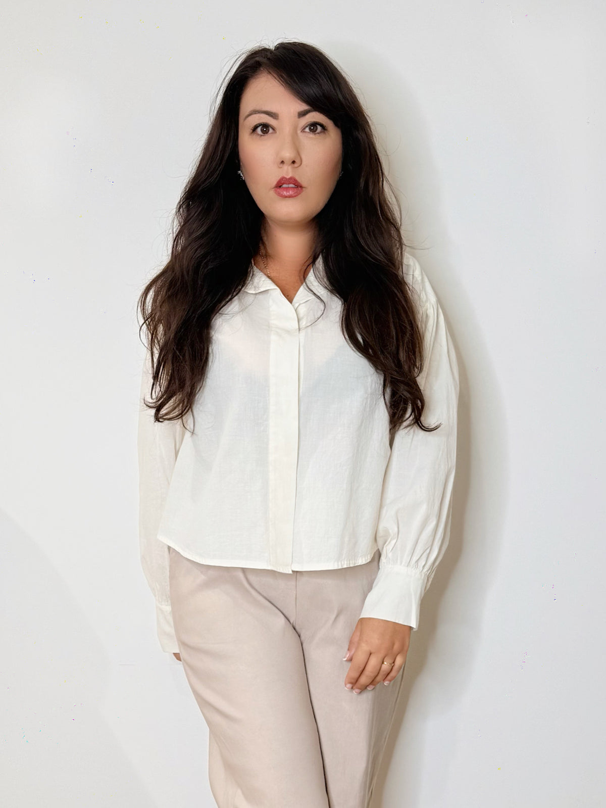 Camicia bianca svasata 100% cotone