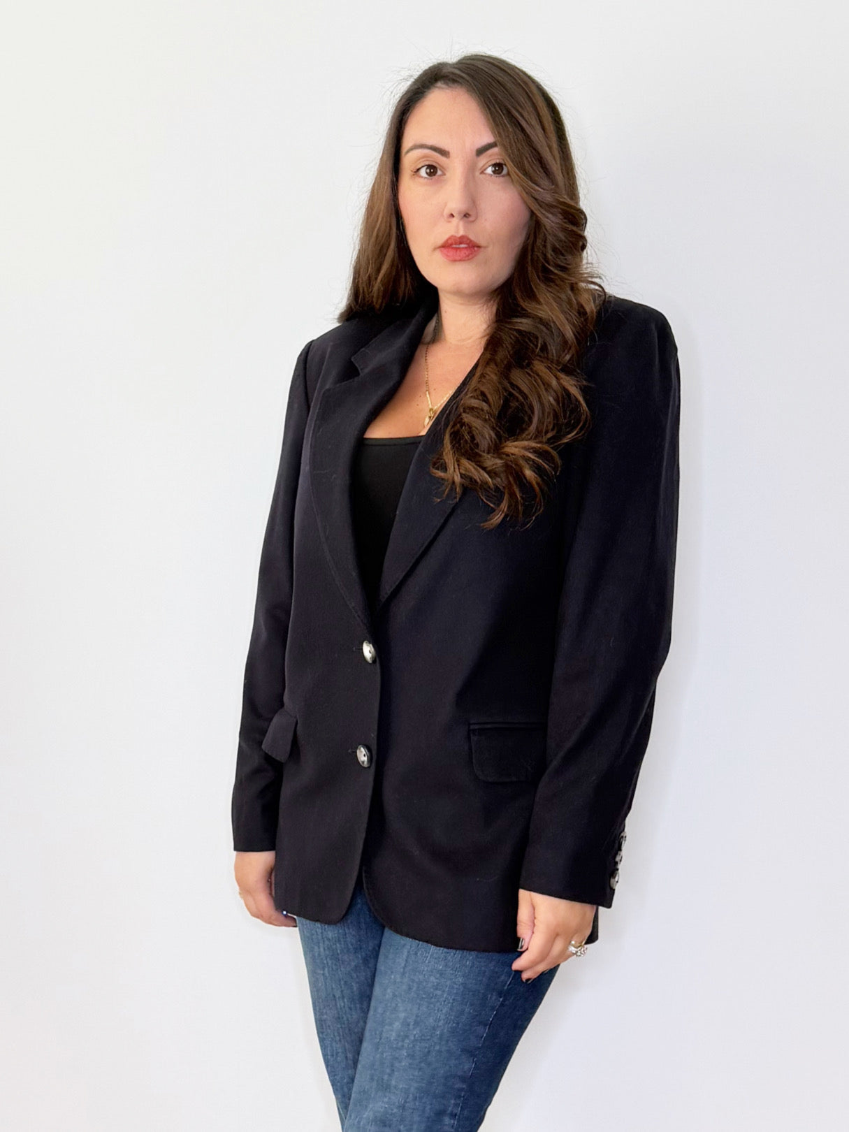 Giacca blu notte lana e cashmere