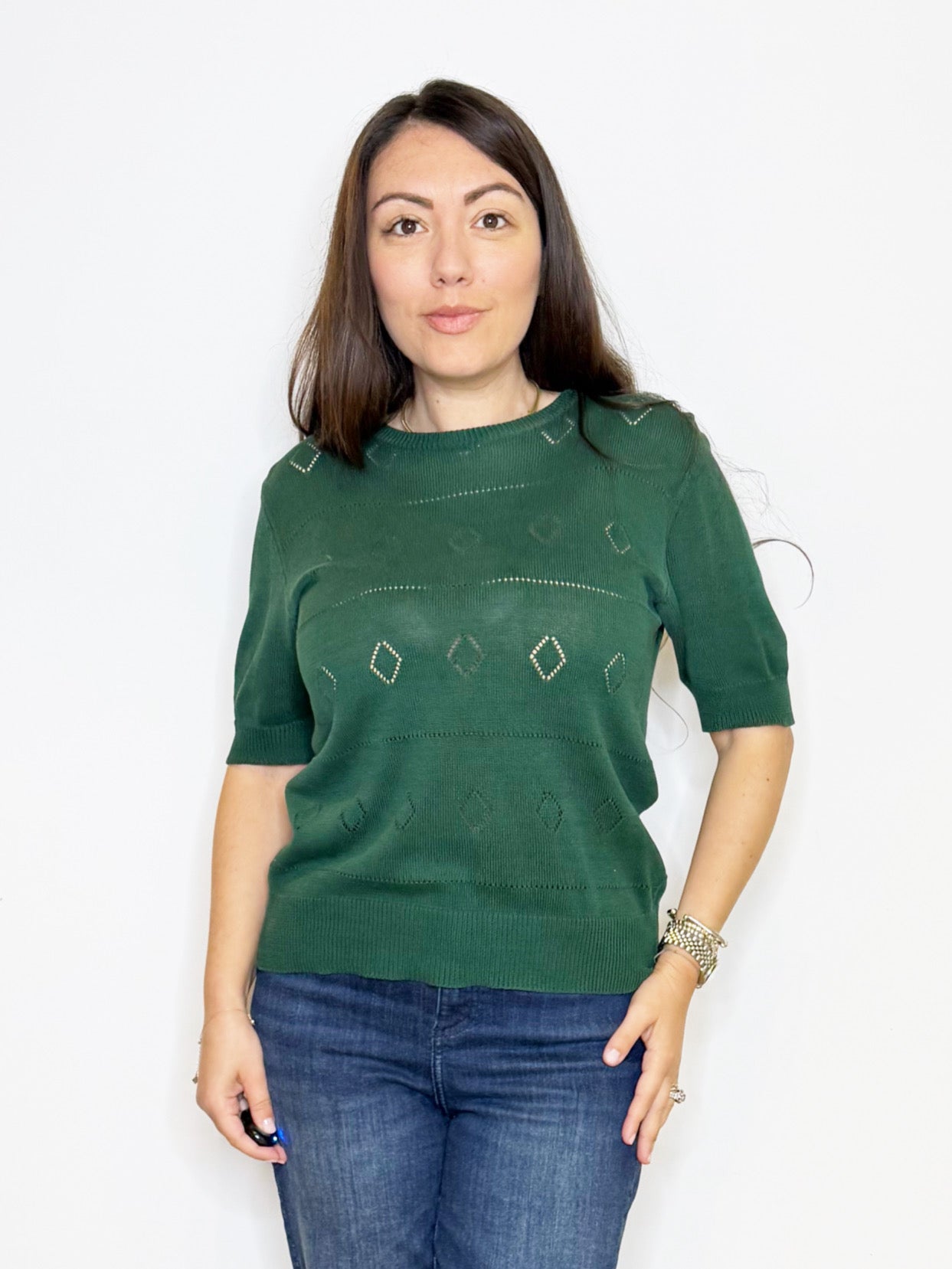 Maglia in filato verde bosco