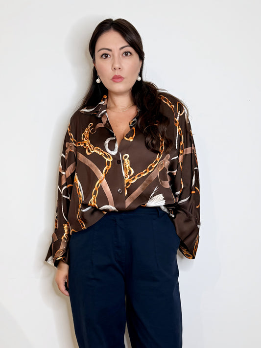 Camicia satinata stampata
