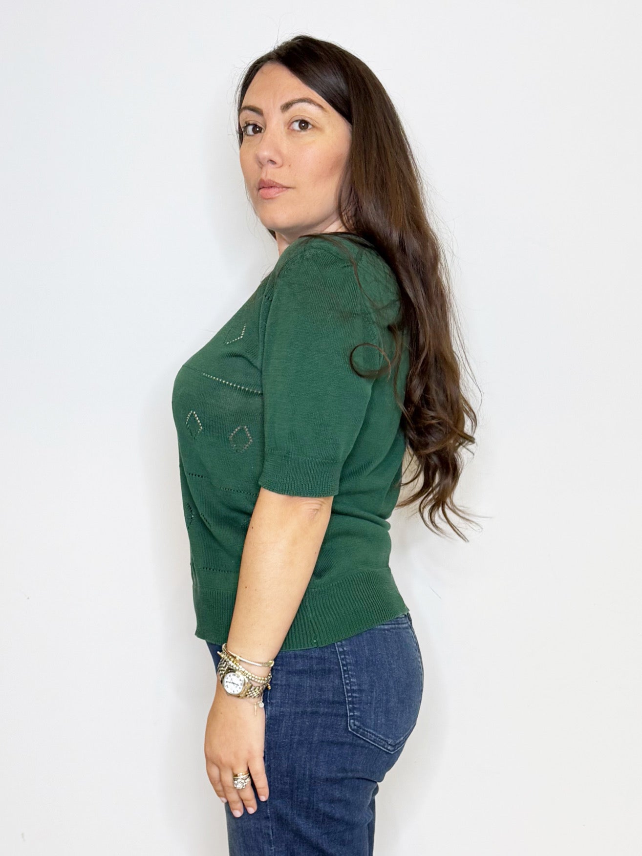 Maglia in filato verde bosco