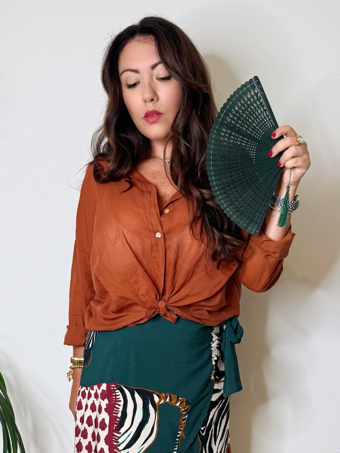 Camicia in voile di cotone terracotta