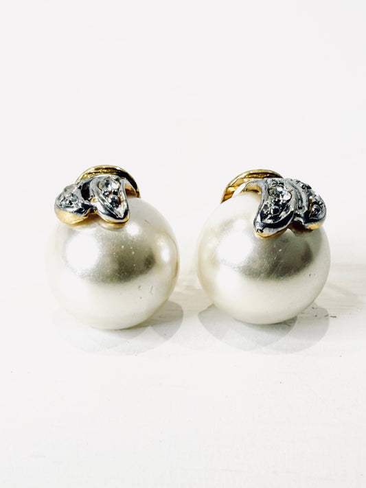 Orecchini vintage perle e strass