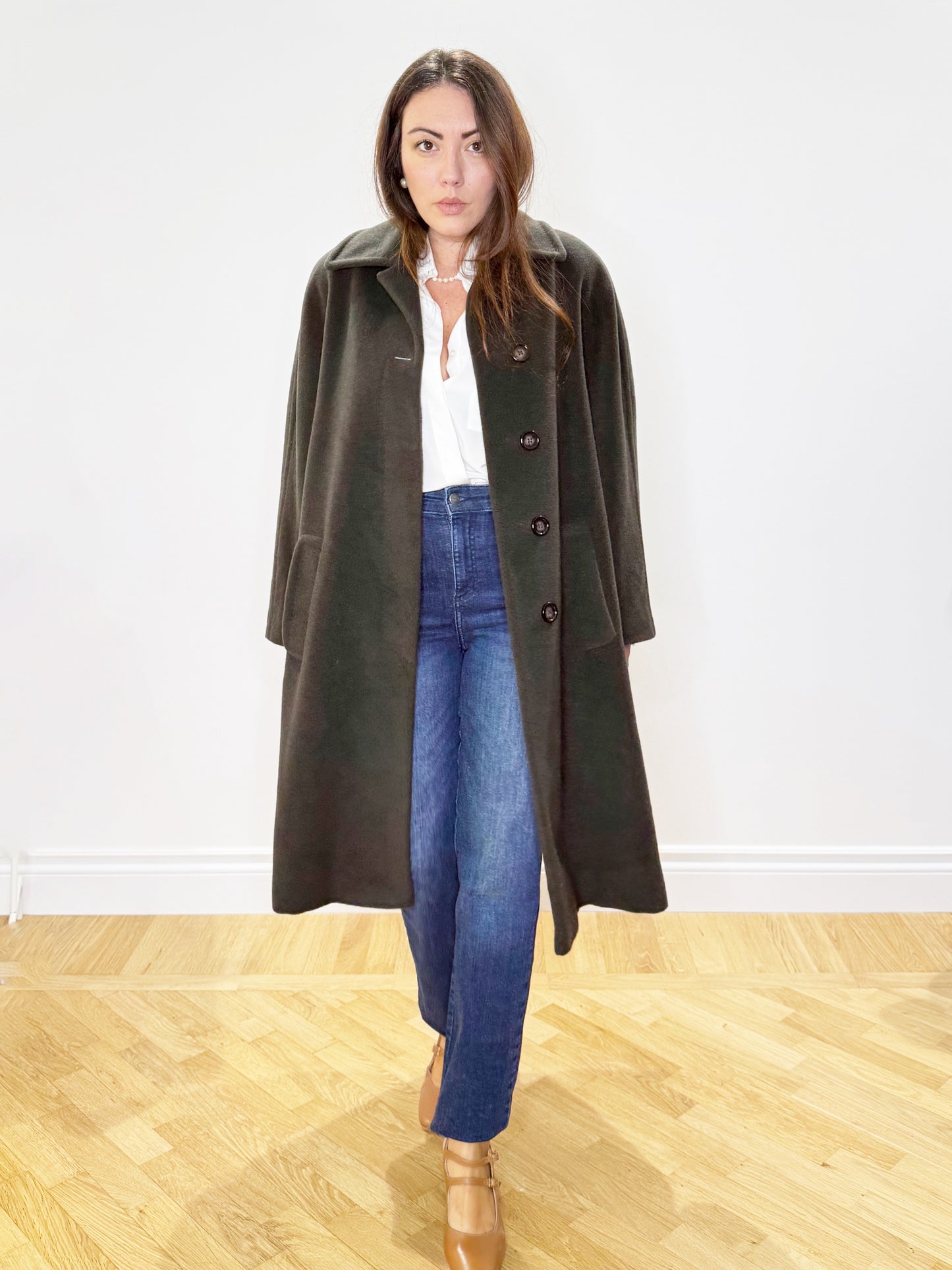 Cappotto in lana verde oliva