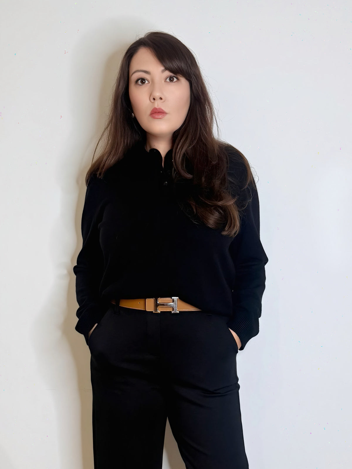 Polo nera in maglia