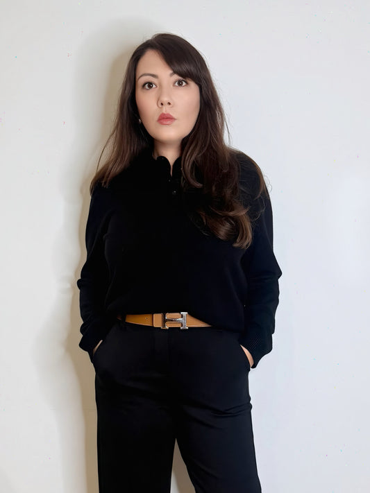 Polo nera in maglia