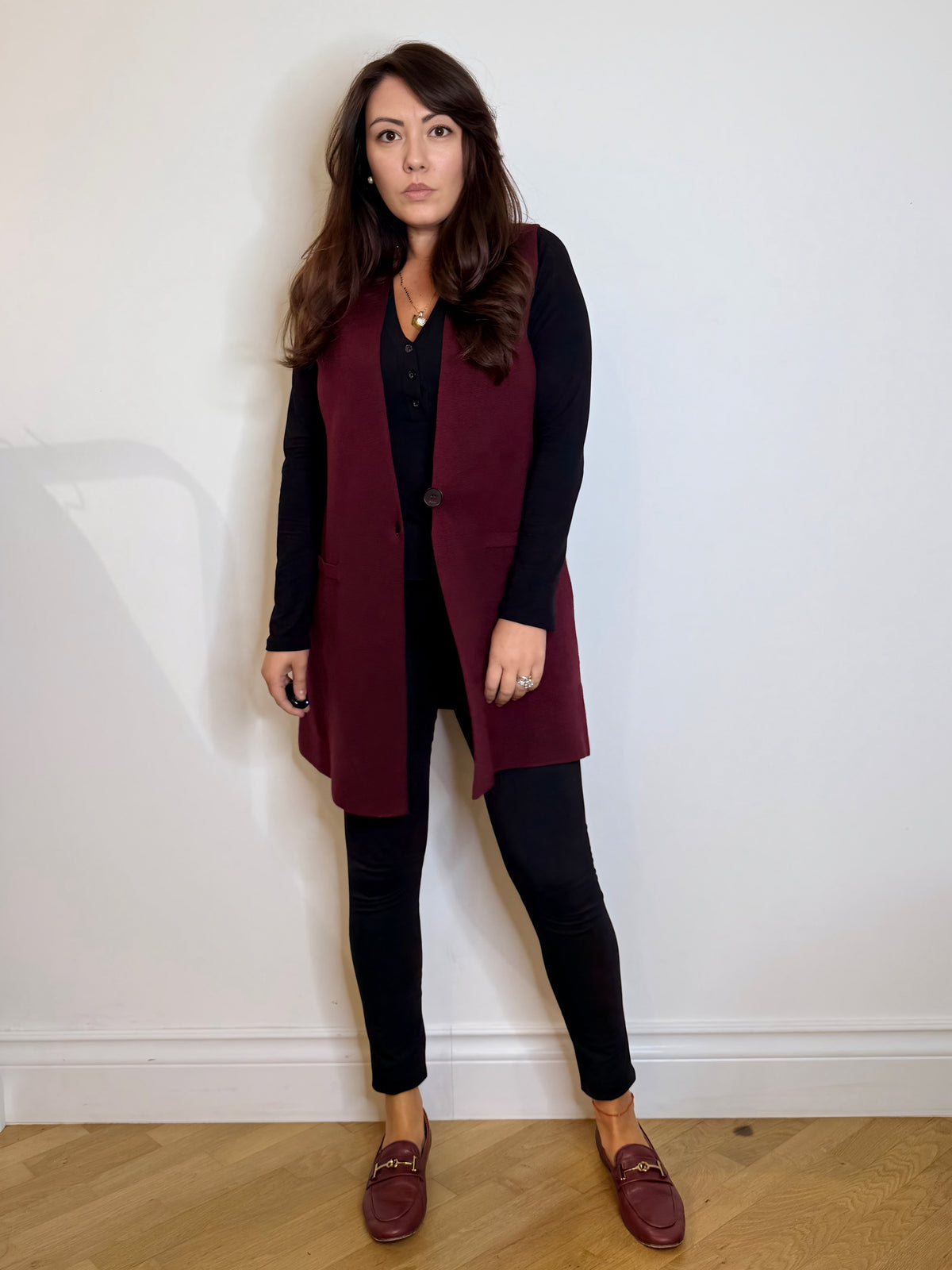 Gilet in maglia bordeaux