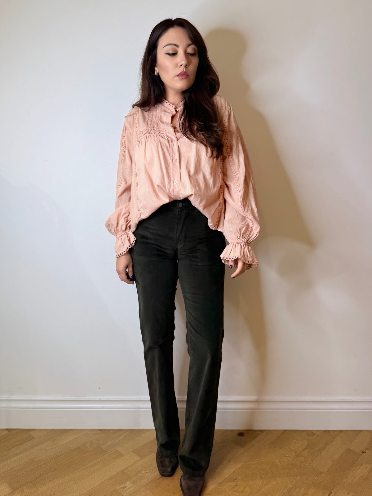Camicia bohemien rosa tenue