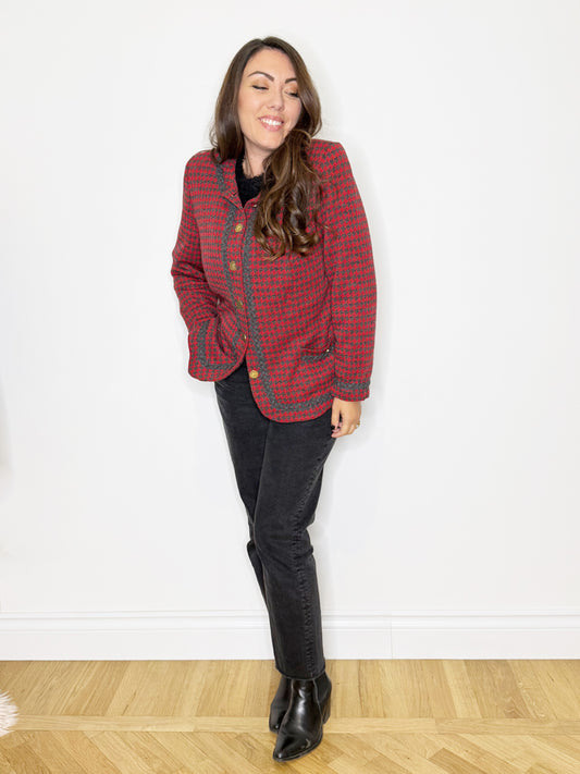 Giacca cardigan in pied de poule