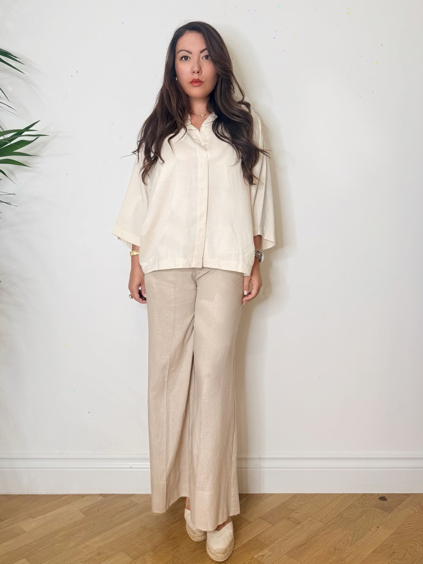 Pantalone palazzo misto lino