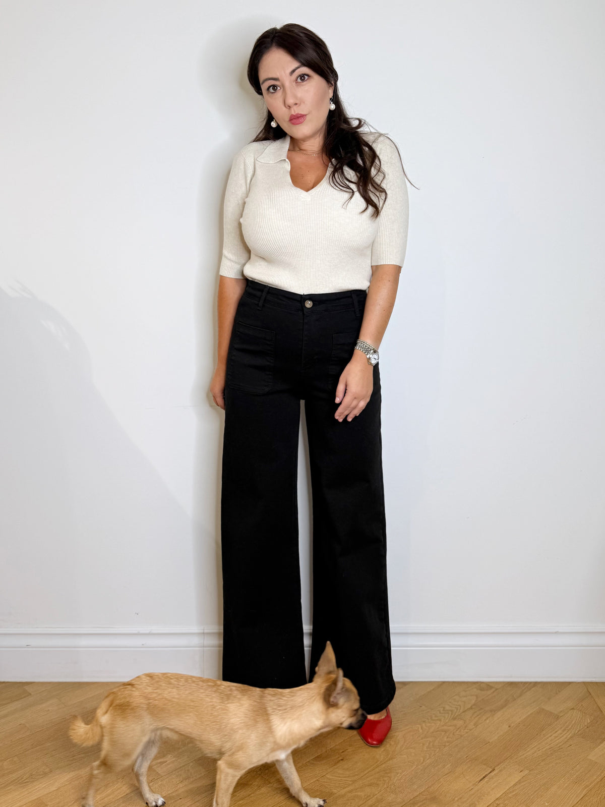 Pantalone jeans wide leg