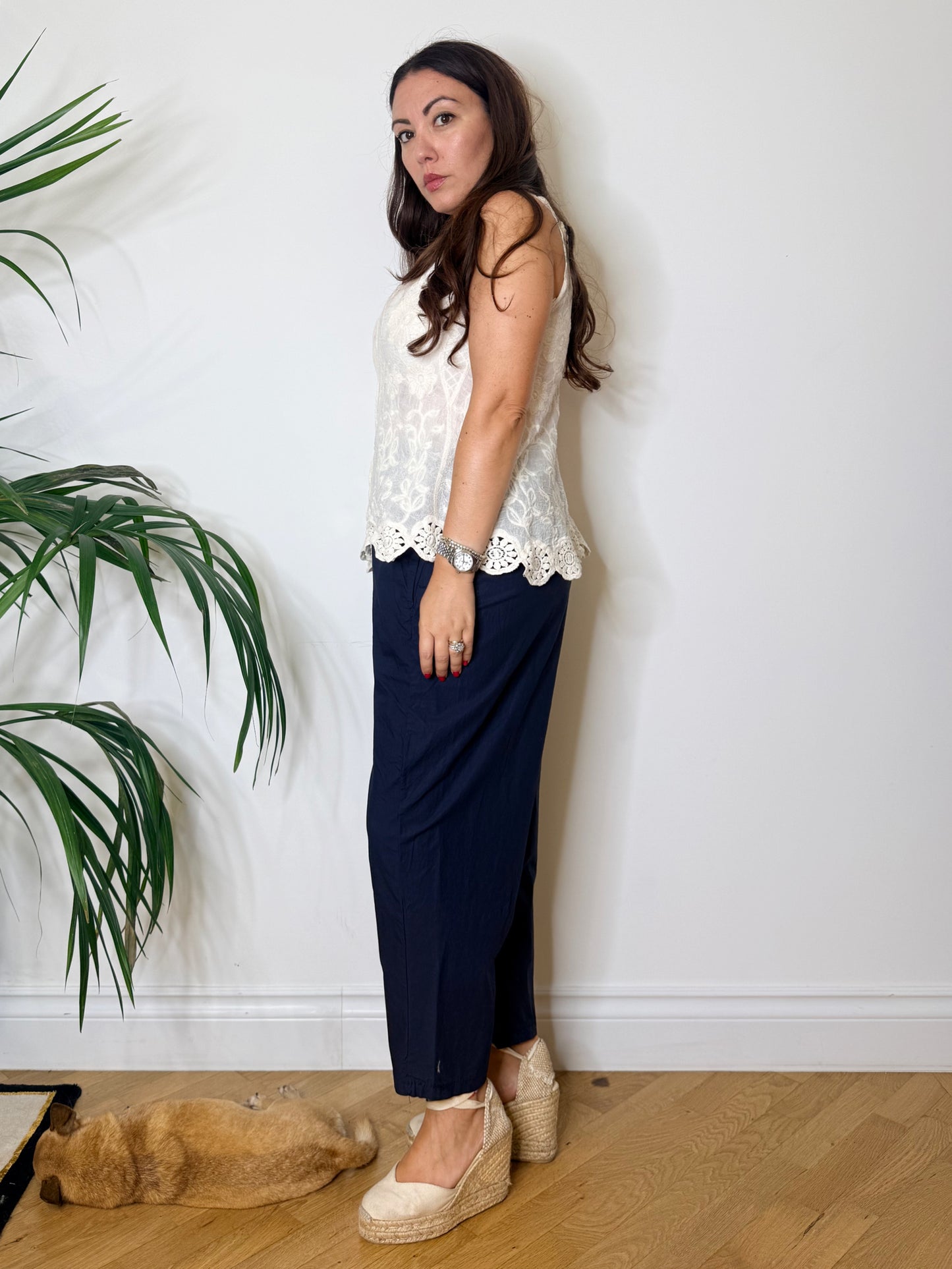 Pantalone cotone leggerissimo blu navy