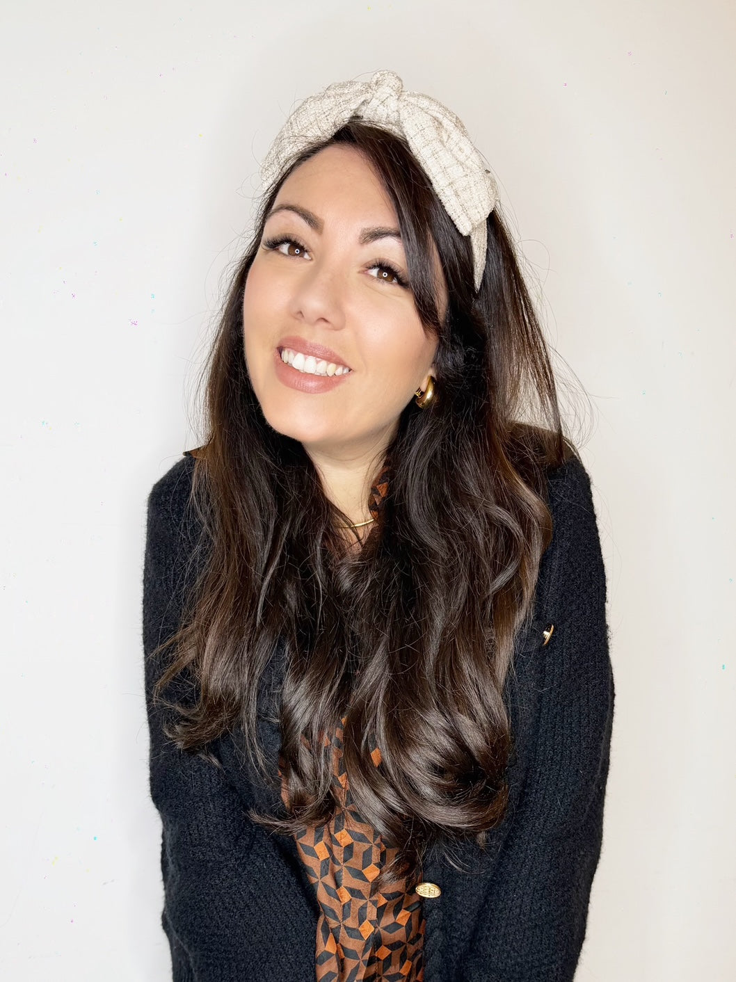 Cerchietto bon ton in tweed beige